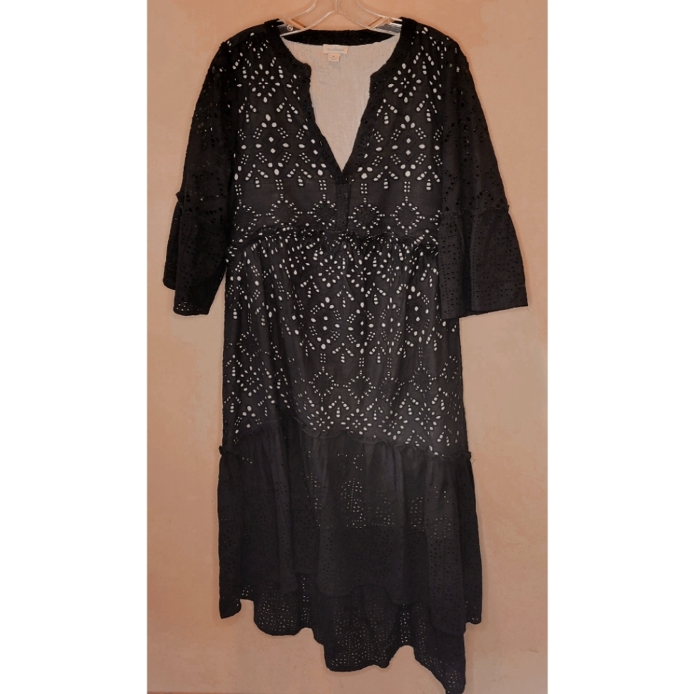 Sundance Black Eyelet High Low dress size M